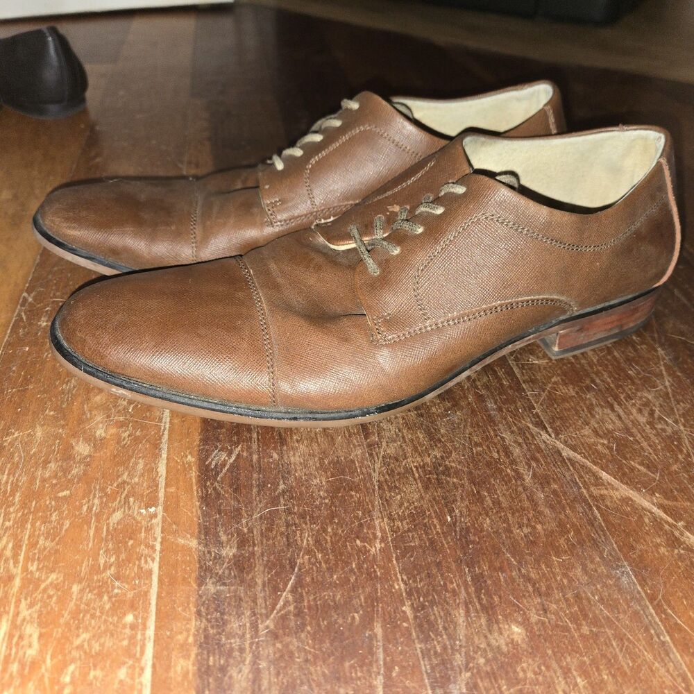 Aldo Mens Sz 10 Dress Shoes Brown Lace Up Fashion Cap Toe